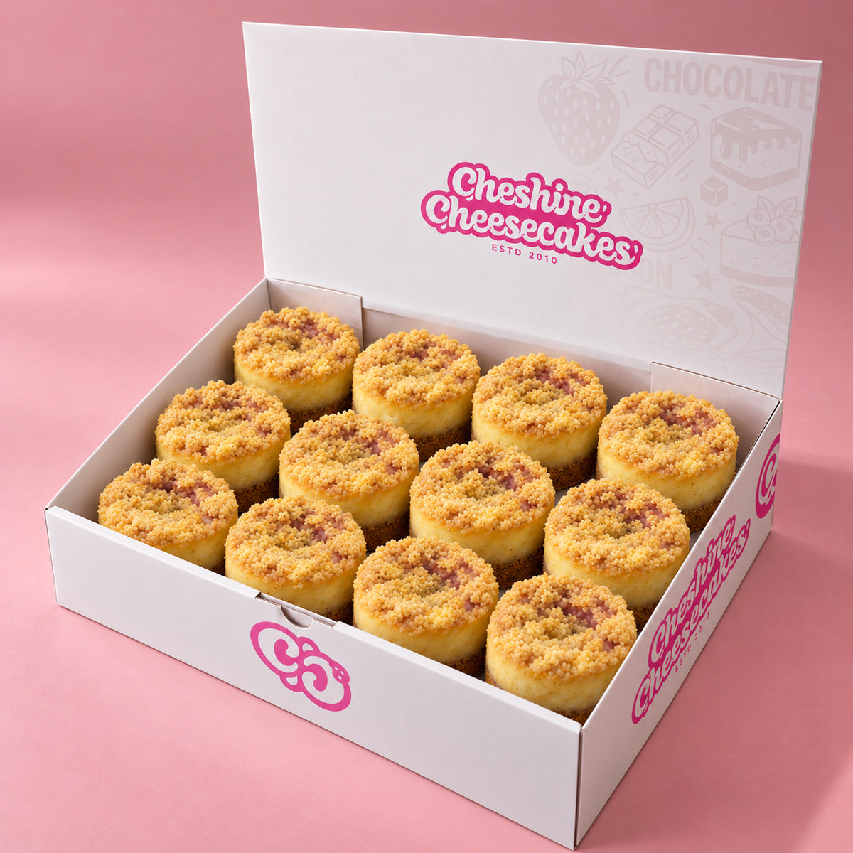 Apple & Raspberry Crumble Baked Cheesecake Box: box of 12