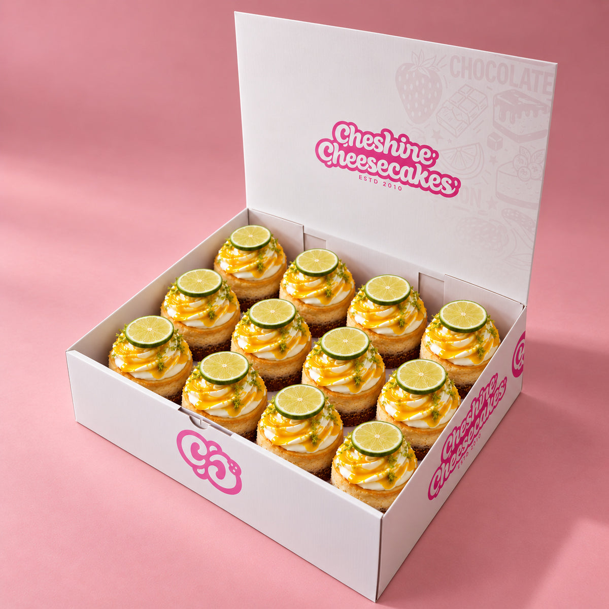 Mango & Lime Baked Cheesecake Box: box of 12