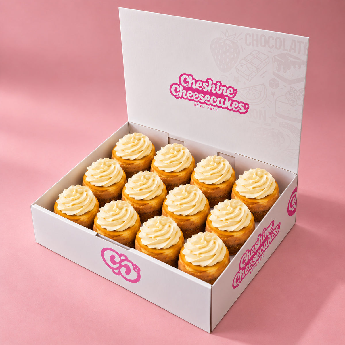 New York Style Vanilla Baked Cheesecake Box: box of 12