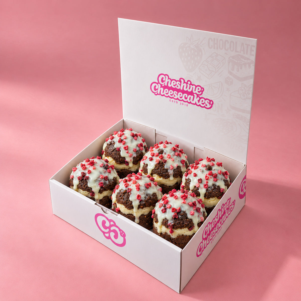 Raspberry & White Chocolate Cheesecake Muffin Box: box of 6