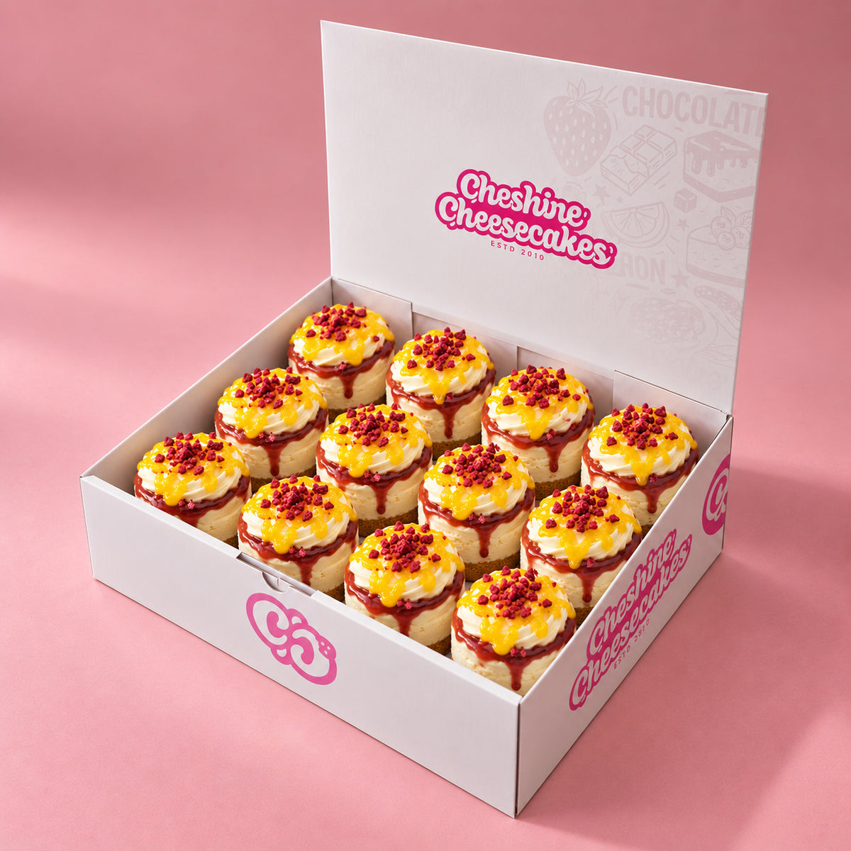Lemon & Raspberry Chilled Cheesecake Box: box of 12