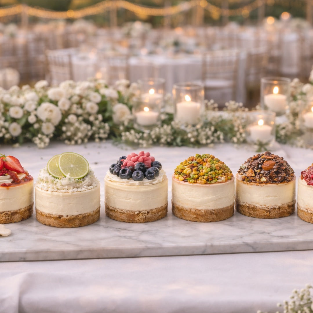 Cheesecake display at wedding venue