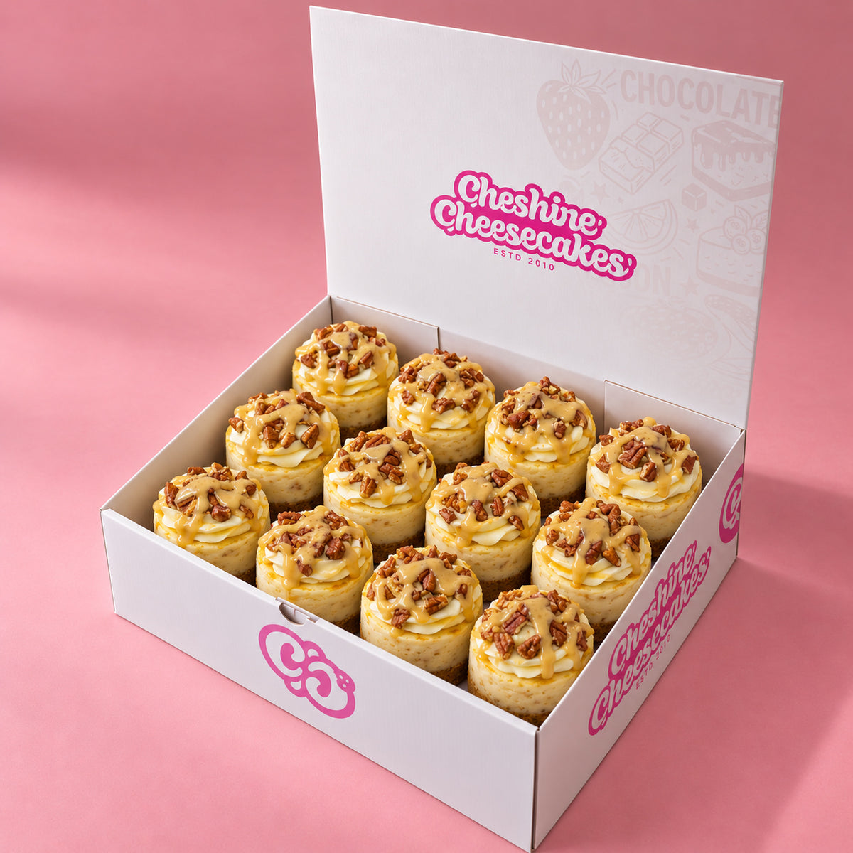 Toffee Waffle and Pecan Magic Cheesecake Box: box of 12