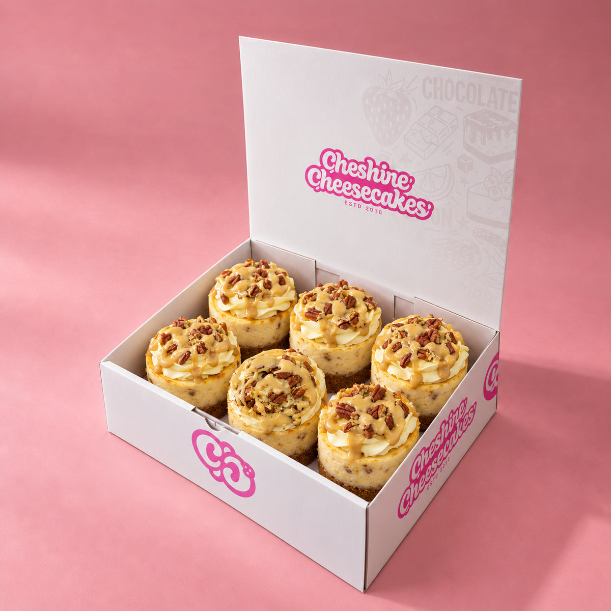Toffee Waffle and Pecan Magic Cheesecake Box: box of 6